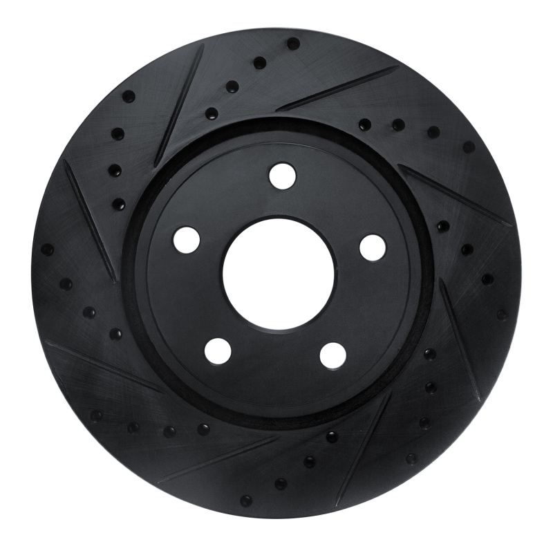 Dodge Durango Brake Rotor (1) - Front Left - R1 Concepts - Drilled & Slotted - Black - `11-`22